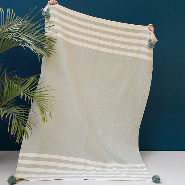 Mint Stripes Throw