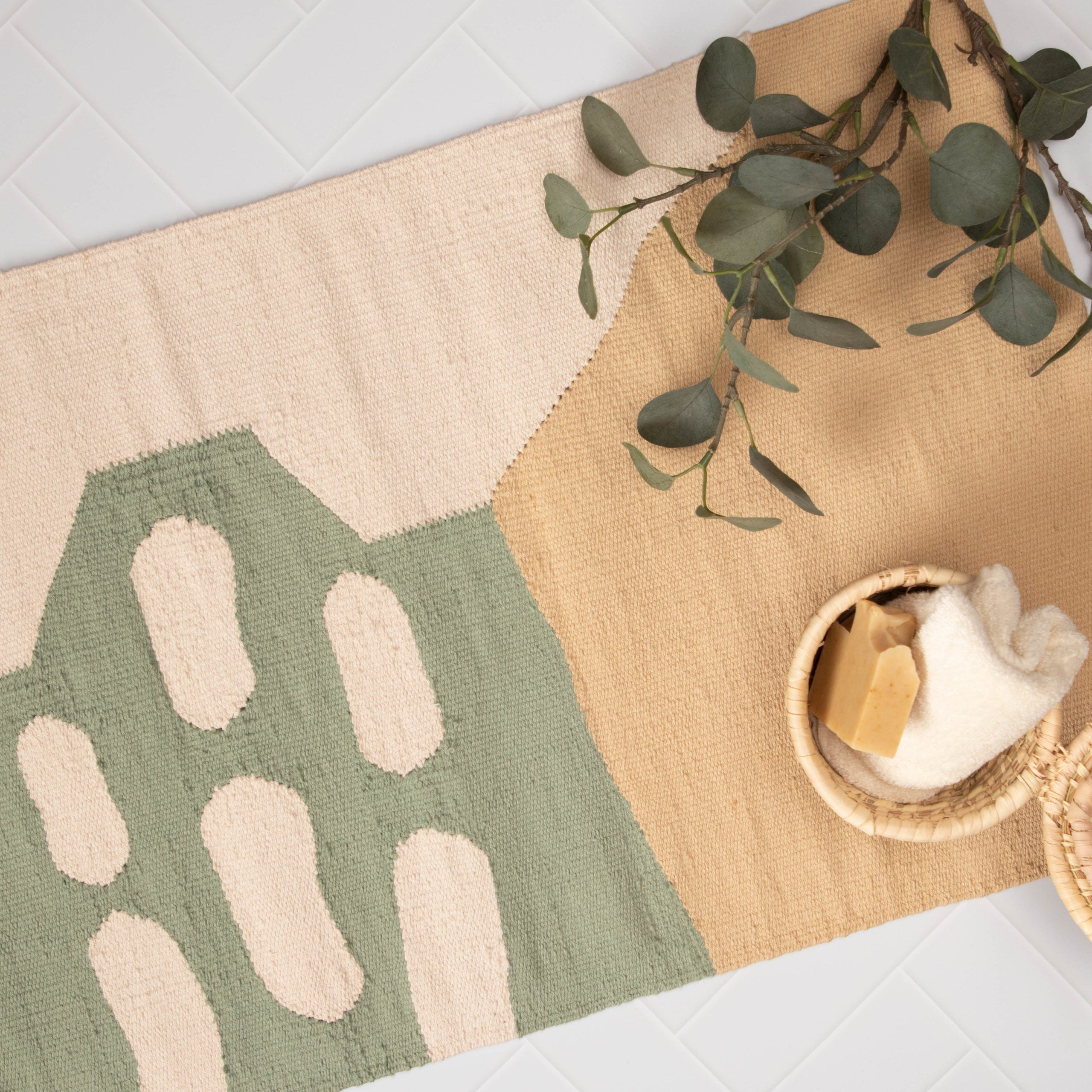 Mint Bricks Bath Mat