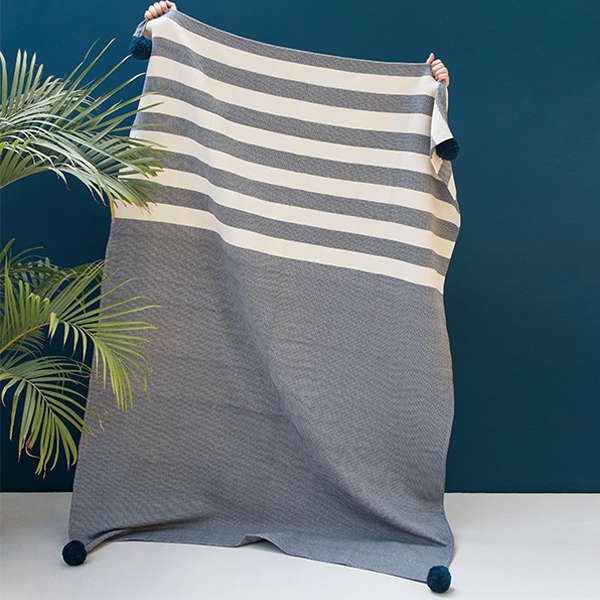 Navy Stripes Throw