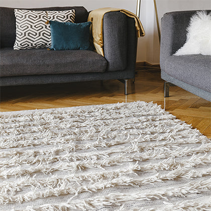 White Fringe Rug